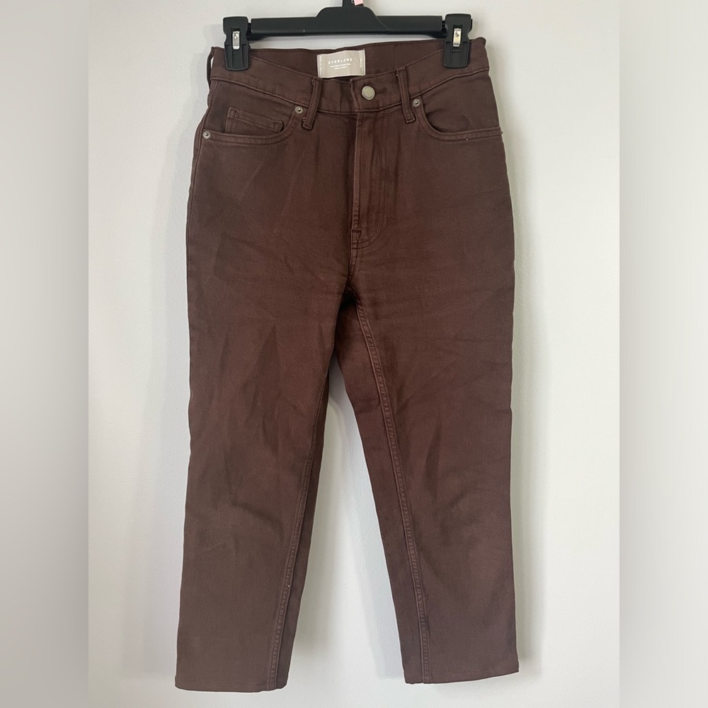 Everlane Size 25 The Original Cheeky Crop Jean in clove brown Organic cotton. - Picture 6 of 10